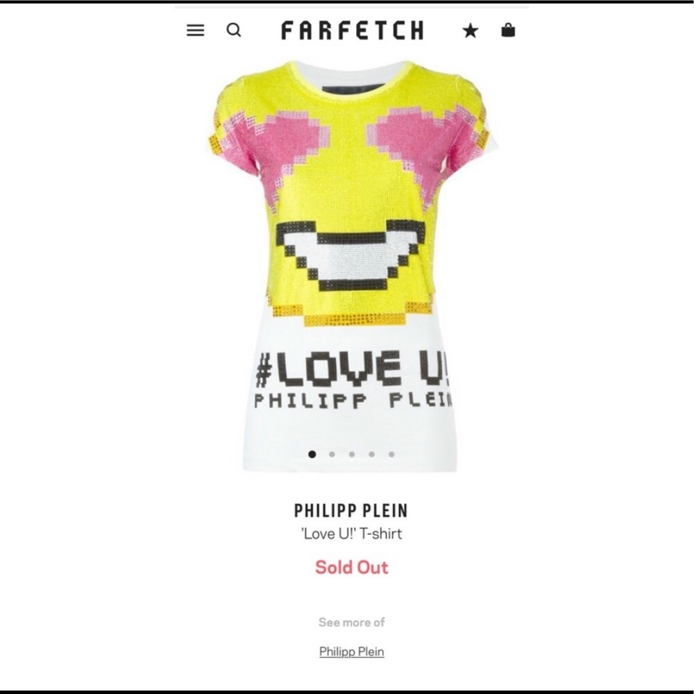 NWOT PHILIPP PLEIN WHITE COTTON “LOVE U” T-SHIRT